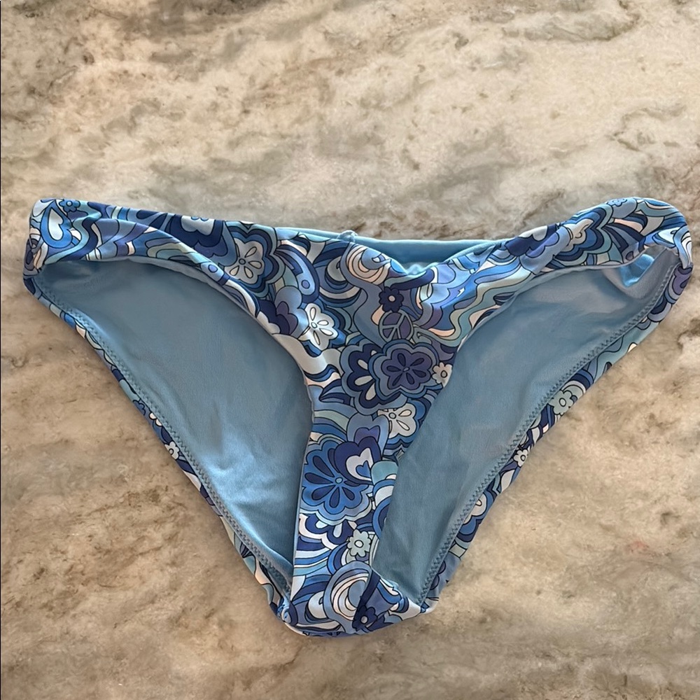 Full Tilt Blue Bikini Bottom with Abstract Pattern